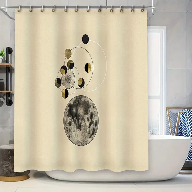 Set di tende da doccia con fasi lunari, decorazioni celeste, galassia, universo spaziale, decorazioni per il bagno, arte astratta moderna, tessili per la casa