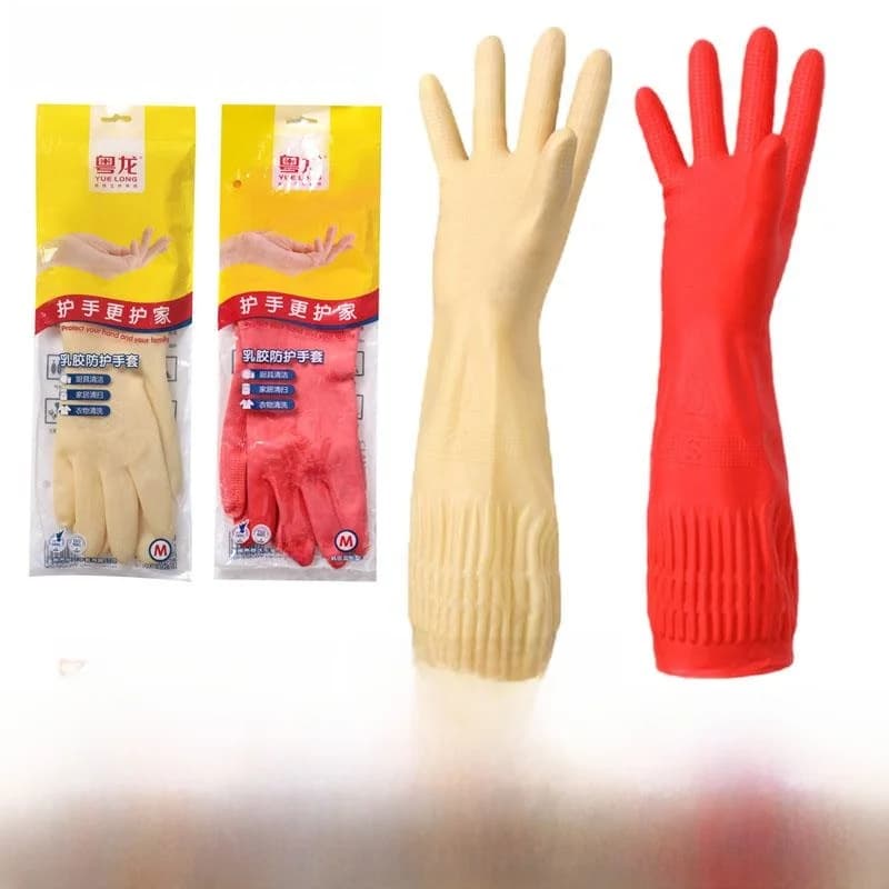 Guanti in gomma spessa per lavori domestici, 25 pezzi, lunghi, in lattice impermeabile, per lavare i piatti e pulire
