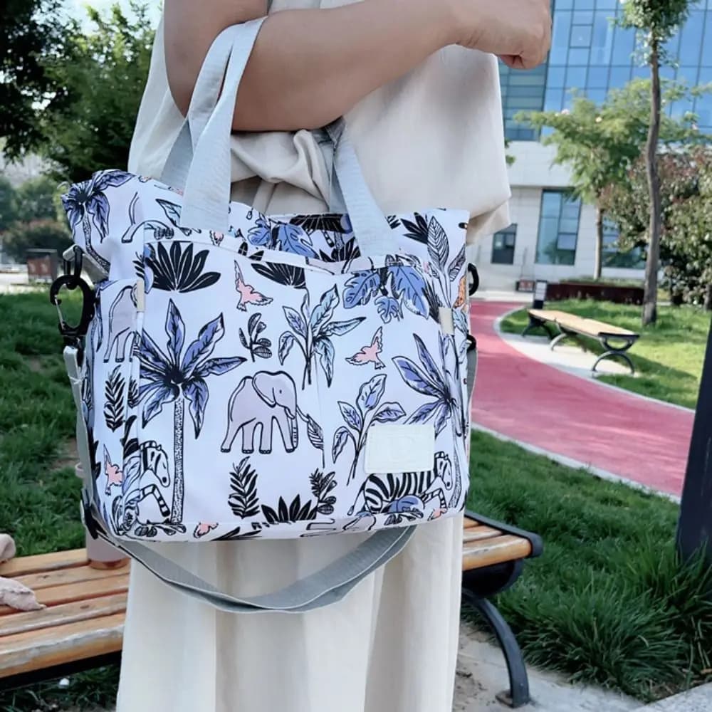 Portable Waterproof Mommy Handbag Printing Oxford Baby Care Bag Large Capacity Solid Color Baby Diaper Bag Picnic