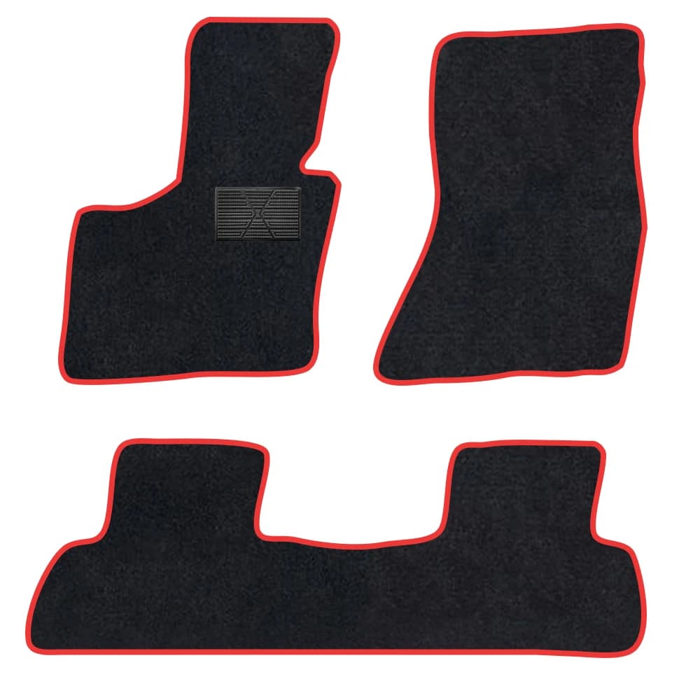Tappetino per auto per Bmw X5 2013–2018 F15/F85 Pelle scamosciata di poliestere antiscivolo Supporto nero Rosso Vincolante Trim Edge