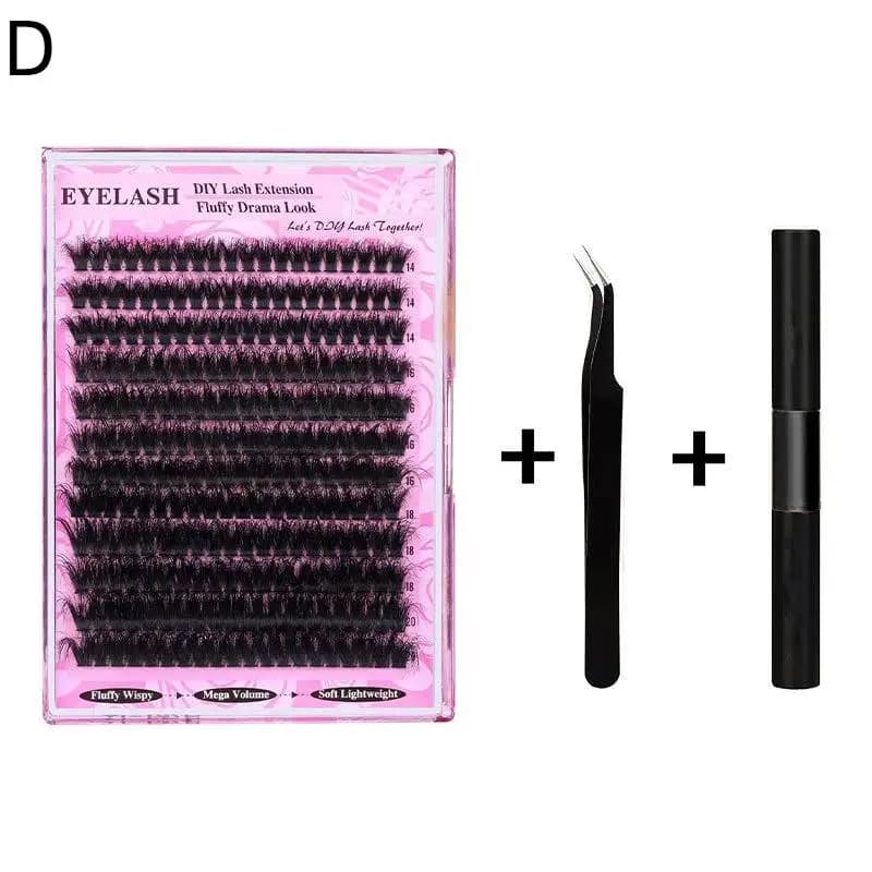 Extension 200D synthetic mink eyelashes, individual cuffs style Manga, 14-20mm, long and natural, black, D curvature, fake eyelashes for makeup