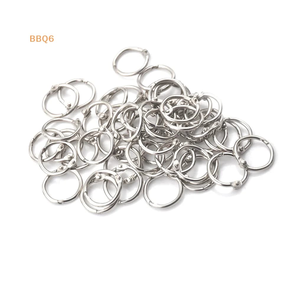*50Pcs/lot Silver Metal Binder Rings Loose Leaf Office Book Card Keychain Key Rings for School Home Office Organization