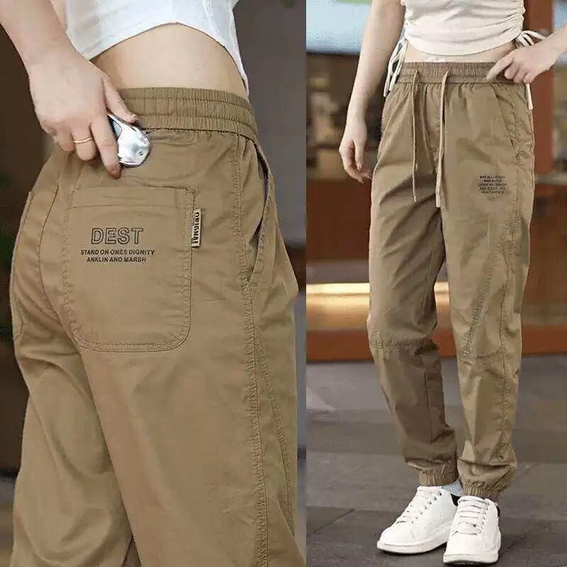 Men's Summer Thin Ice Silk Casual Pants Wear Resistant Lightweight Sports Nine Points Trousers for Working Loose Fit Elastic ...