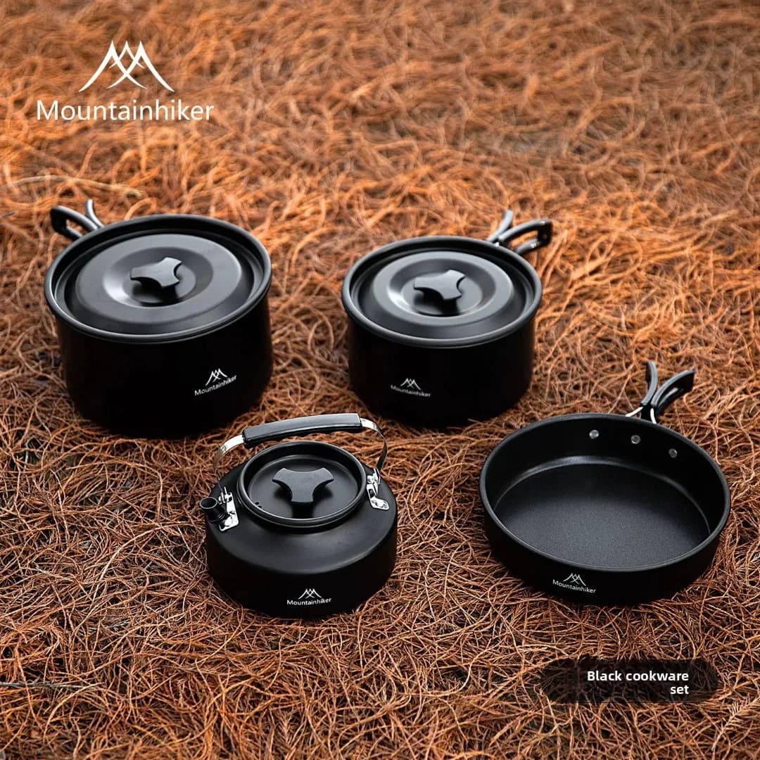 Mountainhiker Cookware Set Aluminum Alloy Material Foldable Storage Outdoor Camping Picnics Boiling Pot, Frying Pan, Kettle