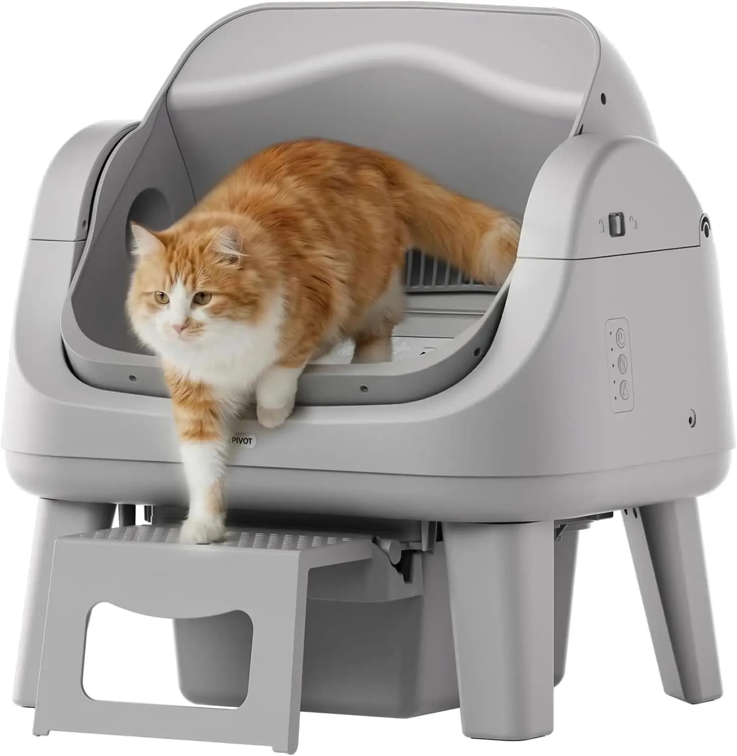 Lettiera per Gatti Automatica con Apertura Superiore e Autopulizia, Sensori di Sicurezza, Protezione Anti-Pizzicamento, Gradino di Facile Accesso per Anziani
