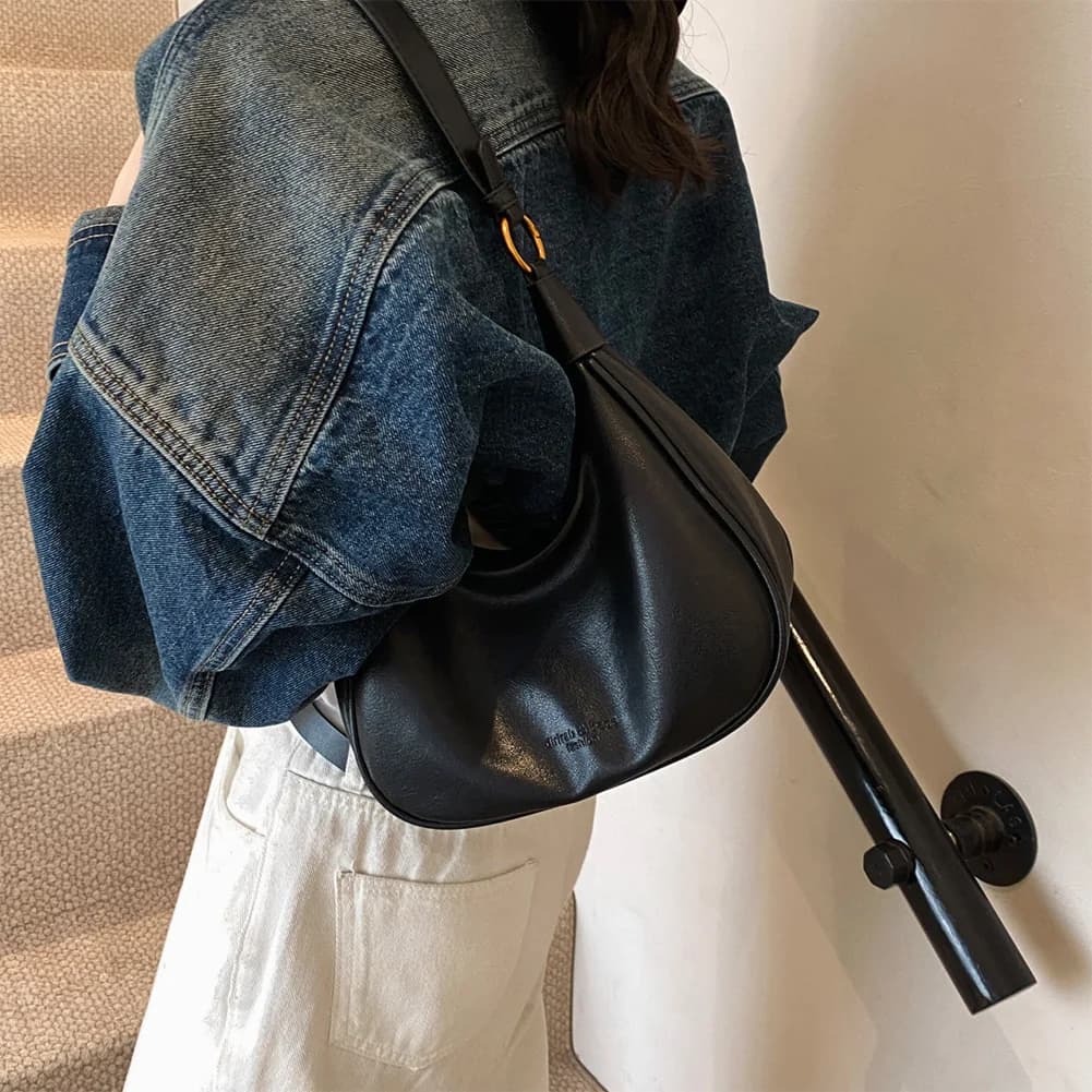 Borsa a tracolla da donna con tracolla regolabile, borsa sottobraccio in pelle PU con cerniera, borsa a mezzaluna, borsa da lavoro e da viaggio