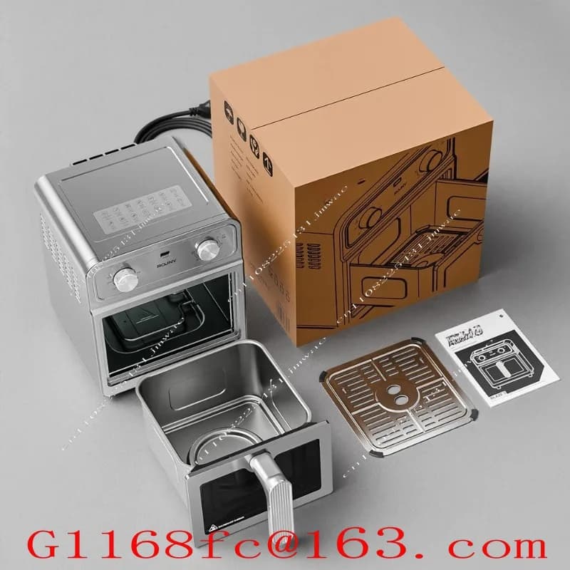 Metal Air Fryer 6L 1700W, with Observation Window, 304 Stainless Steel Uncoated, Multifunctional Air Fryer