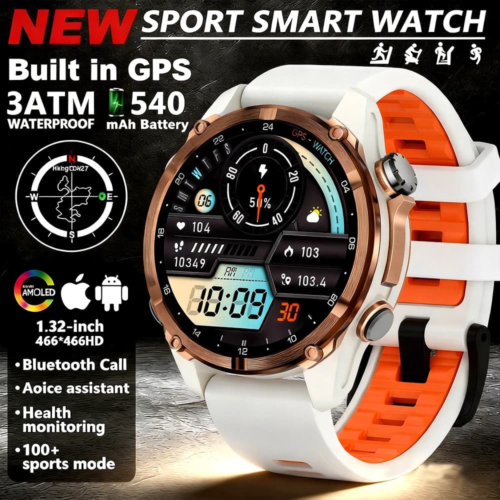 Smartwatch HD350 Pro with AMOLED, GPS, Offline Maps, Battery 540mAh, LED Flashlight, Barometer, altimeter, Open Sport Compass