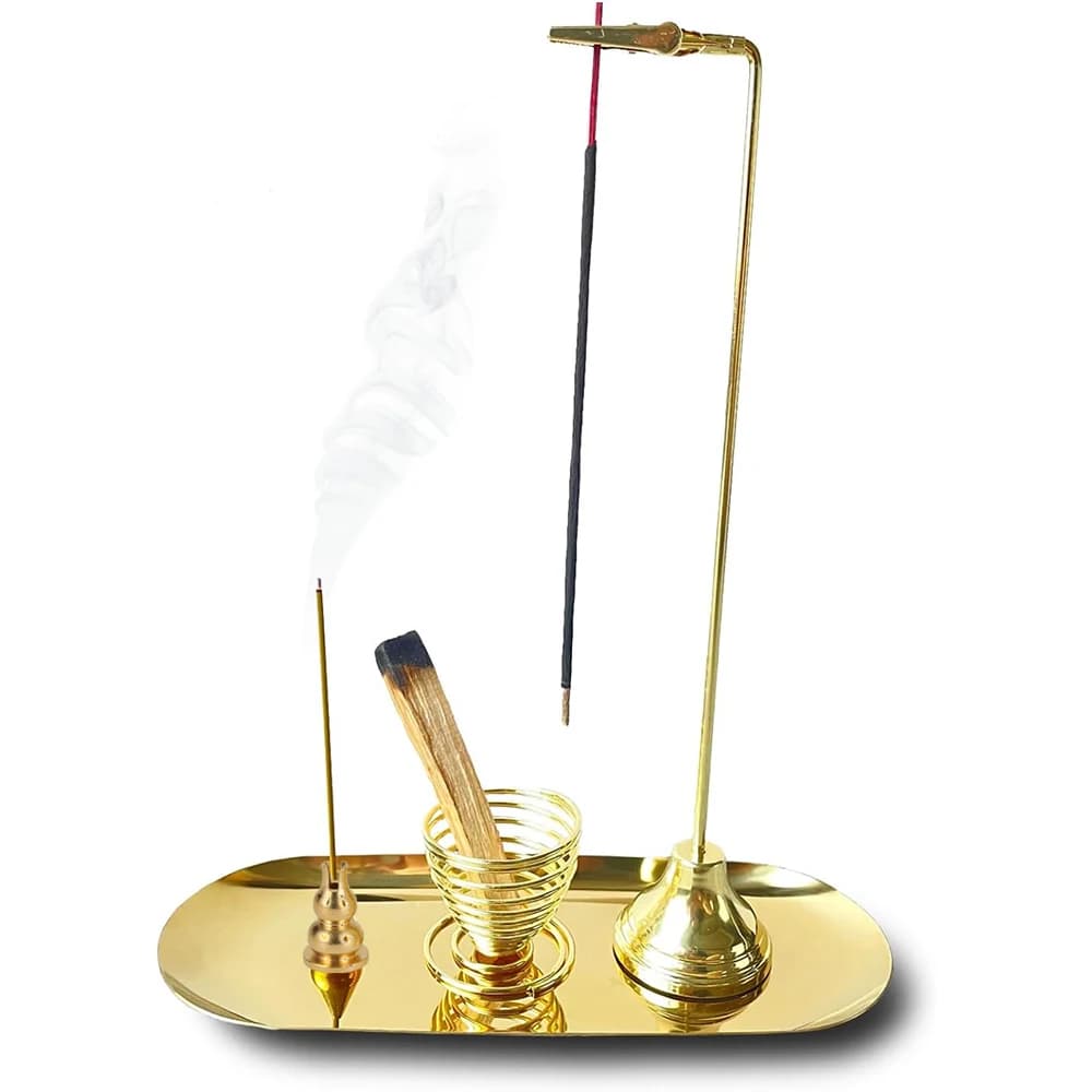 4 in 1 Metal Incense Holder for Sticks Upside Down Incense Burner Palo Santo & Sage Holder Ash Tray for Meditation Yoga Spa Room