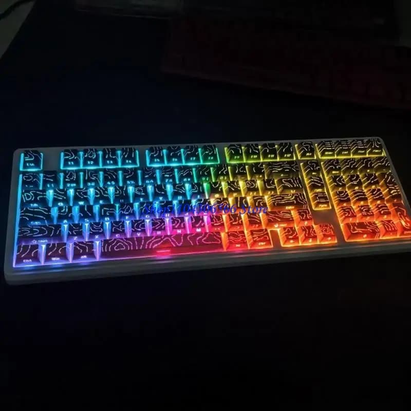 02DD PBT Keycaps Contour4.0 Side Printing Keycap Anti Slip For 61 64 68 75 84 Mechanical Keyboards