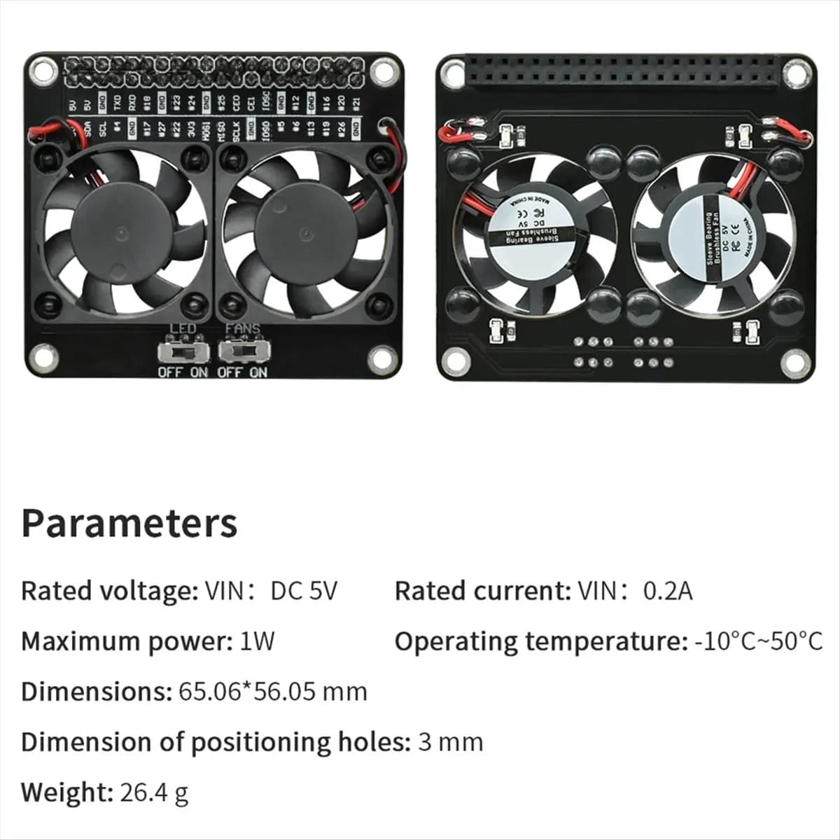 giftnew RPI Dual Cooling Fan Shield Expansion Board for Raspberry Pi 5B/4B/Zero with LED RPI Radiator DIY Projects Electronic