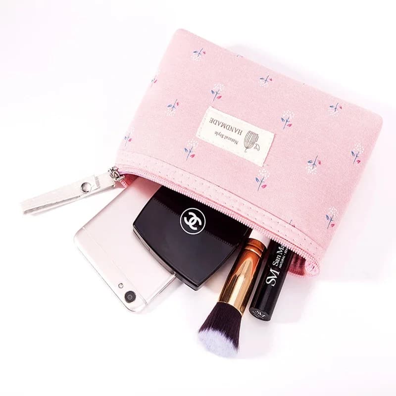 Borsa cosmetica da donna in tela con stampa floreale borsa da toilette impermeabile organizzare borsa con cerniera borsa da viaggio portatile per il trucco femminile
