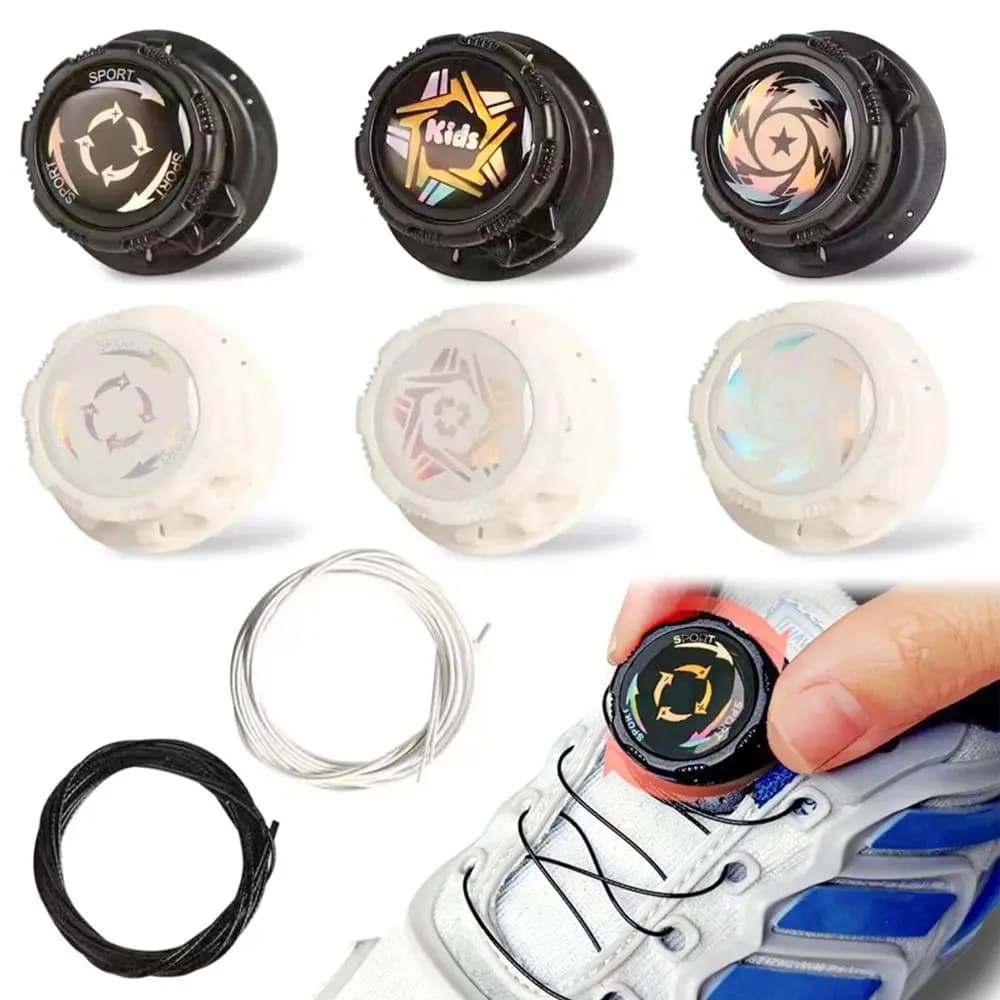 1 paio di lacci con corda girevole, fibbia girevole, filo metallico automatico, senza lacci per scarpe, scarpe da ginnastica universali, scarpe casual, scarpe da corsa