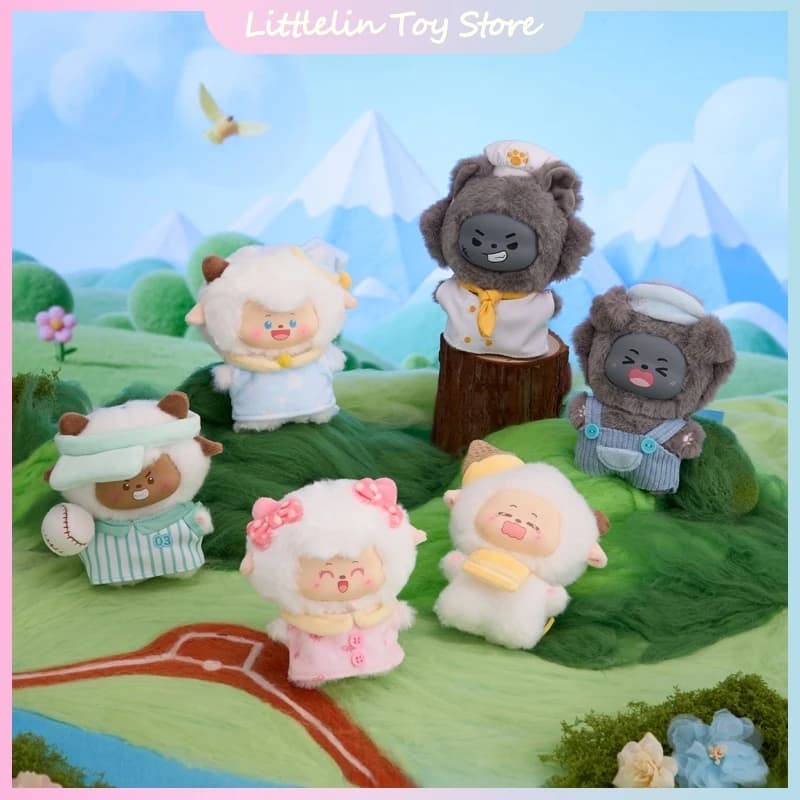 Genuino e piacevole capra e grande lupo pecora serie quotidiana scatola cieca carino ciondolo in peluche giocattoli alla moda scatola misteriosa ornamento regalo