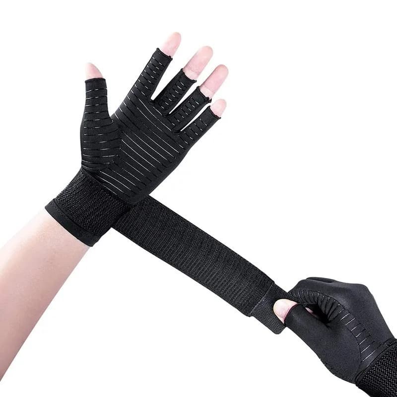 Guanti a Compressione in Rame Mezze Dita per Uomo Donna, Supporto per Gonfiore Mani, Tendinite, Articolazioni, Guanti da Ciclismo per Sport all'Aperto