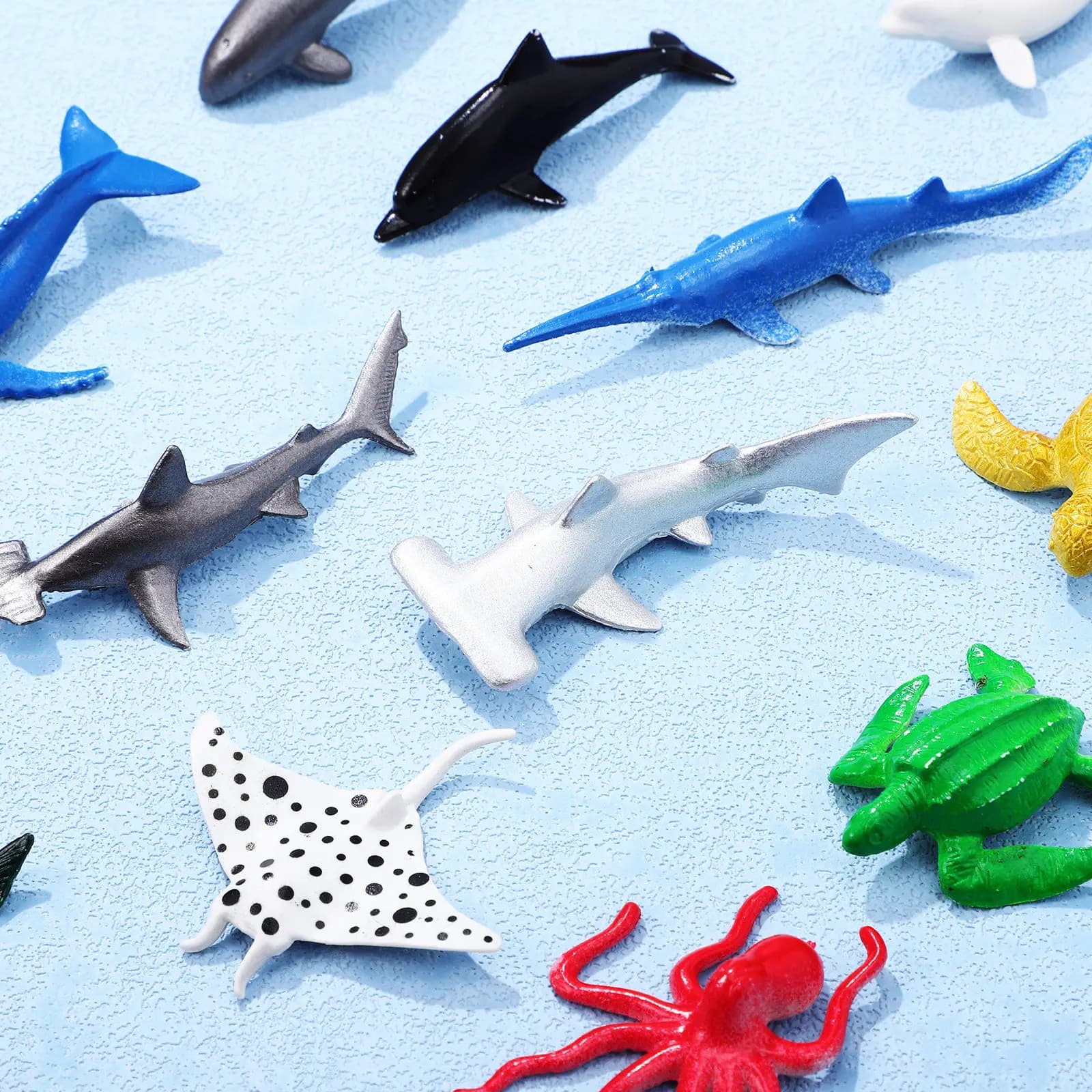 Set Educativo di 24 Miniature di Animali Marini, Decorazioni Biologiche Marine con Pesci Finti