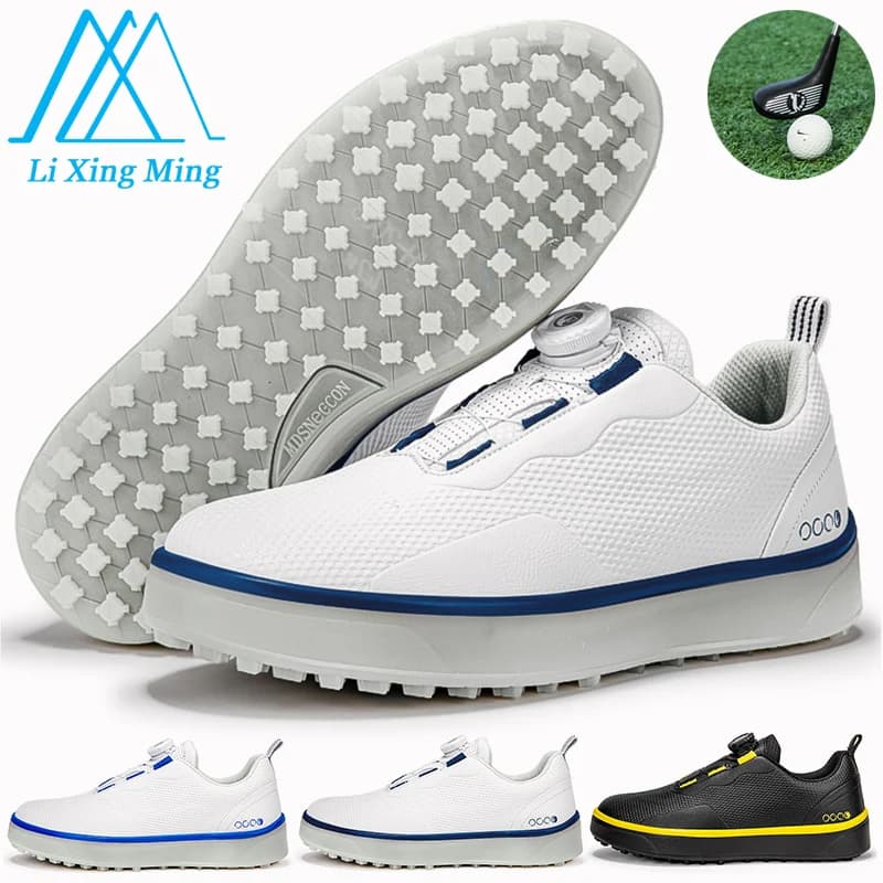Men's large golf shoes up to 47 # Rotating buckle Professional anti-slip golf sneakers without tips for training for unisex outdoor beginners
