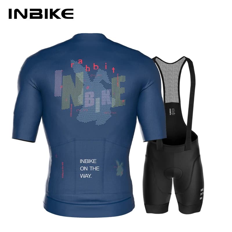 INBIKE Man MTB Cycling Jersey Breathable Set Road Bike Shirts Shorts Kit bicycle short sleeve cycling clothing with rear pockets