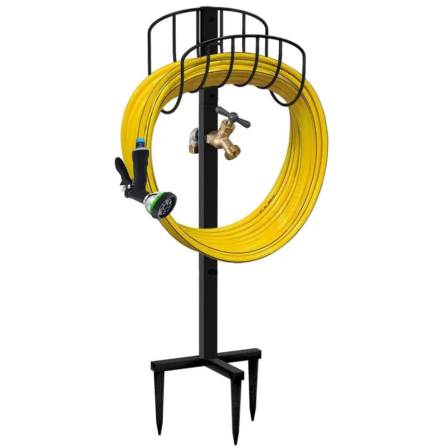 Palo porta tubo da giardino con rubinetto in ottone, supporto per tubo dell'acqua in metallo resistente per esterni