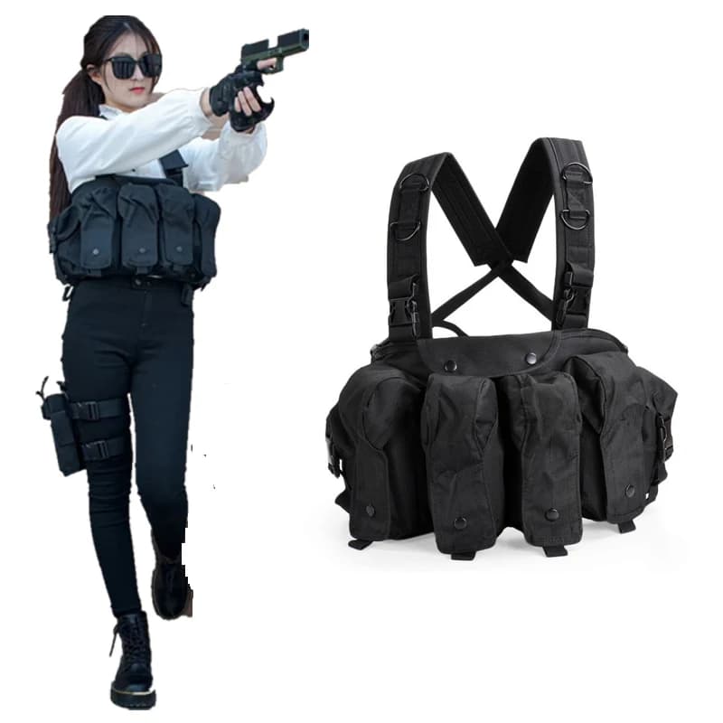 Borsa per gilet da corsa nera Multi-tasche Zaino sportivo alla moda Zaino per gilet da viaggio con tracolla regolabile per viaggi da corsa Nero 2025
