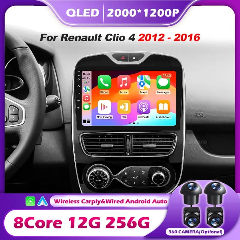 Autoradio Multimediale Android con Carplay per Renault Clio 4 2012-2016, Lettore Video, WIFI, GPS, Navigazione, DSP, Stereo, BT