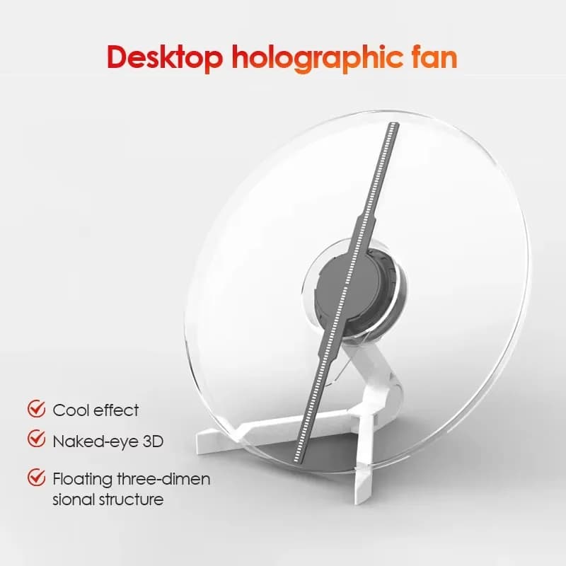 The 32cm rechargeable 3D holographic fan, LED advertising display, vertical transparent screen, holographic projector is suita