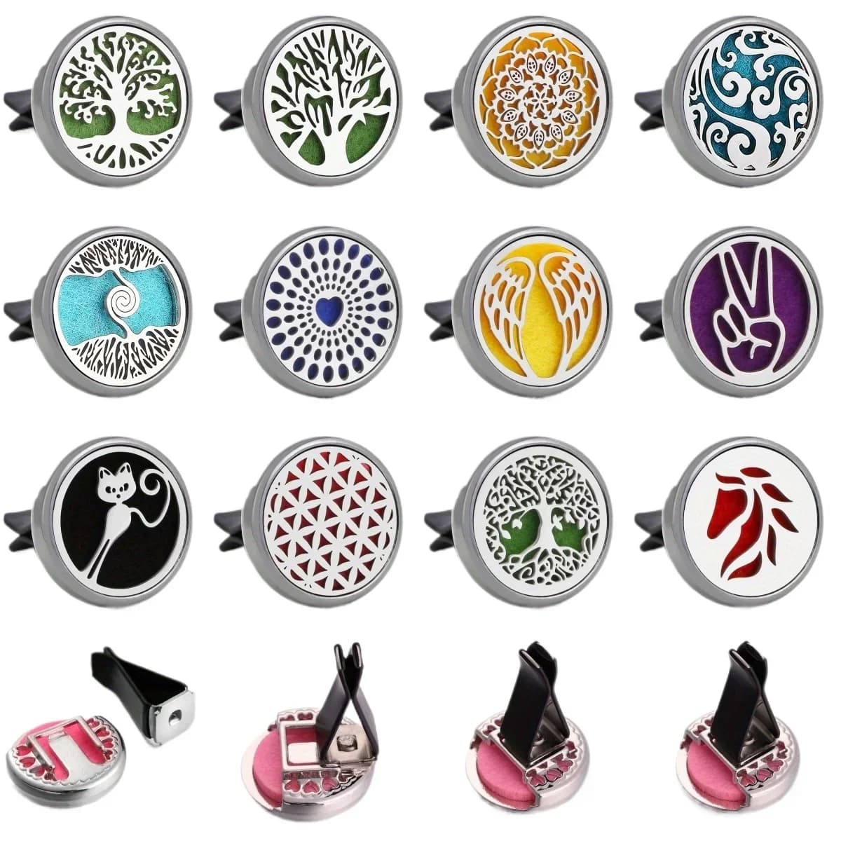 1PC Reusable Car Deodorant Perfume Diffuser Clip With 10 Pieces Bearing Diffuser for Indoor Aromatherapy