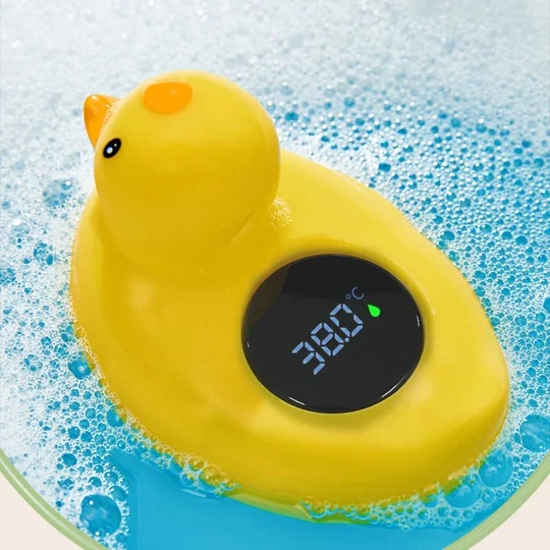 Termometro per bambini carino cartone animato anatra gialla Giocattolo impermeabile galleggiante Termometro per acqua da bagno per cameretta dei bambini Temperatura con display digitale