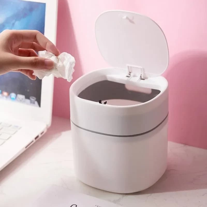 Cestino da tavolo Mini Push Type coperchio Pop secchio sanitario Peel Melon Seed Shell bidone della spazzatura pattumiera per auto