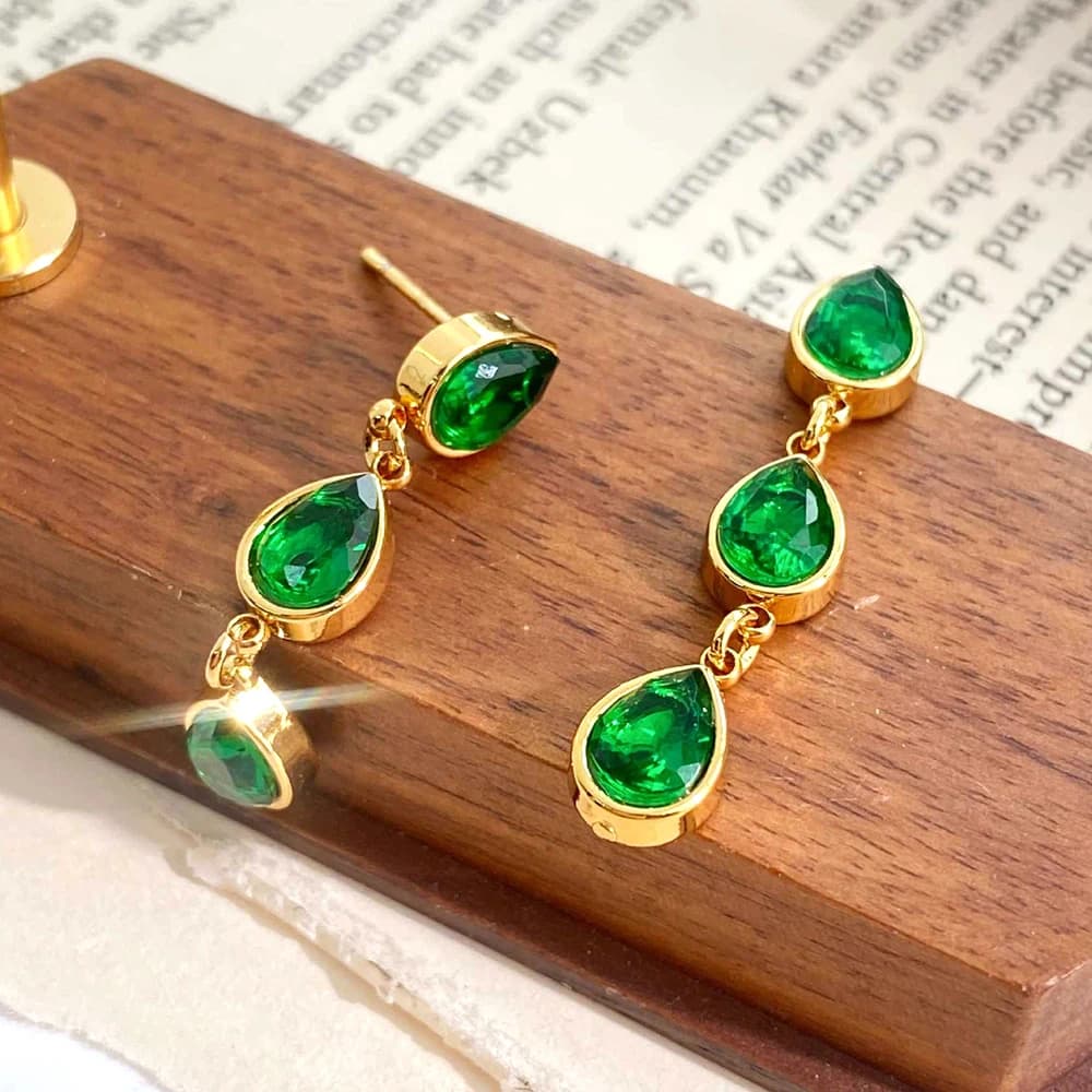 Teardrop Crystal Jewelry Set for Women Necklace Bracelet Earrings with Zircon Elegant Wedding Party Fashion Jewelry Gift