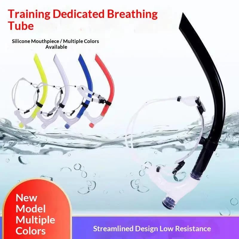 Swimming Snorkel Tube Front Mounted Diving Breathing Tube One-Way Purge Valve For Adults Swim Training Freediving