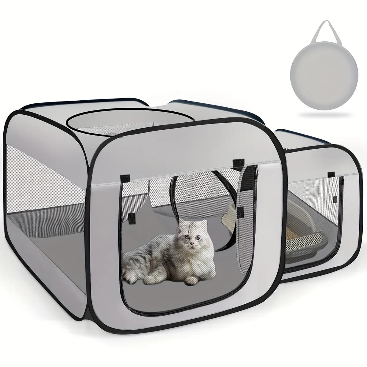 Grande recinzione per gatti: design indipendente, recinzione portatile per animali domestici per interni/esterni, area di gioco per gatti all'aperto