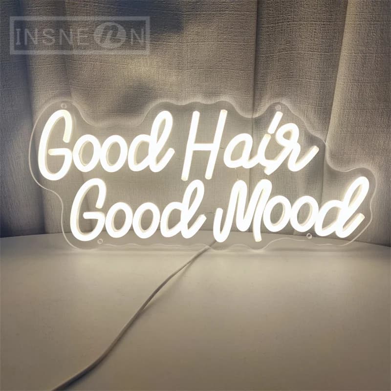 Good Hair Good Mood Neon Sign Salon Art Decor Wall Room Decor per la casa luci al Neon per Barbershop Hair Shop decorazione insegna al Neon