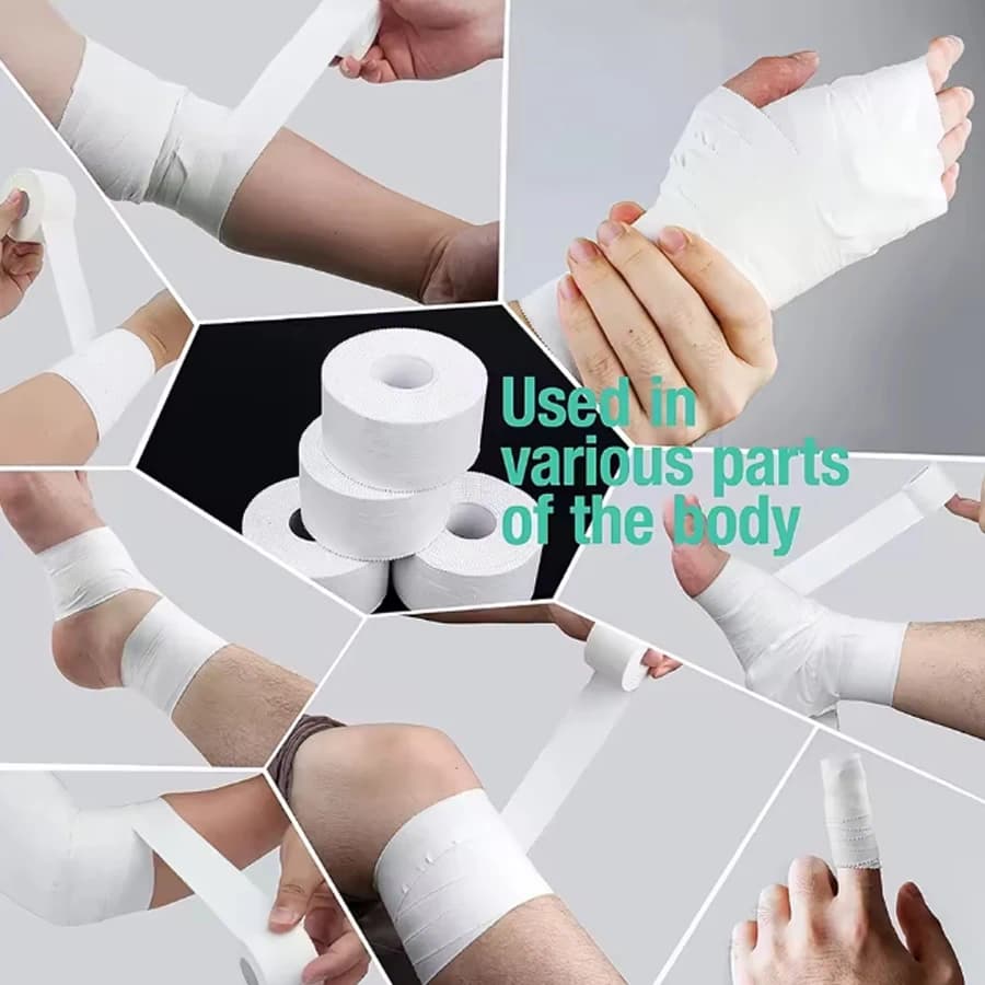 1 Rotolo di Nastro Sportivo in Cotone da 2,5/3,8/5cm, 9,1 Metri, Benda Elastica per Dita, Caviglie, Polsi, Supporto Muscolare e Dolore