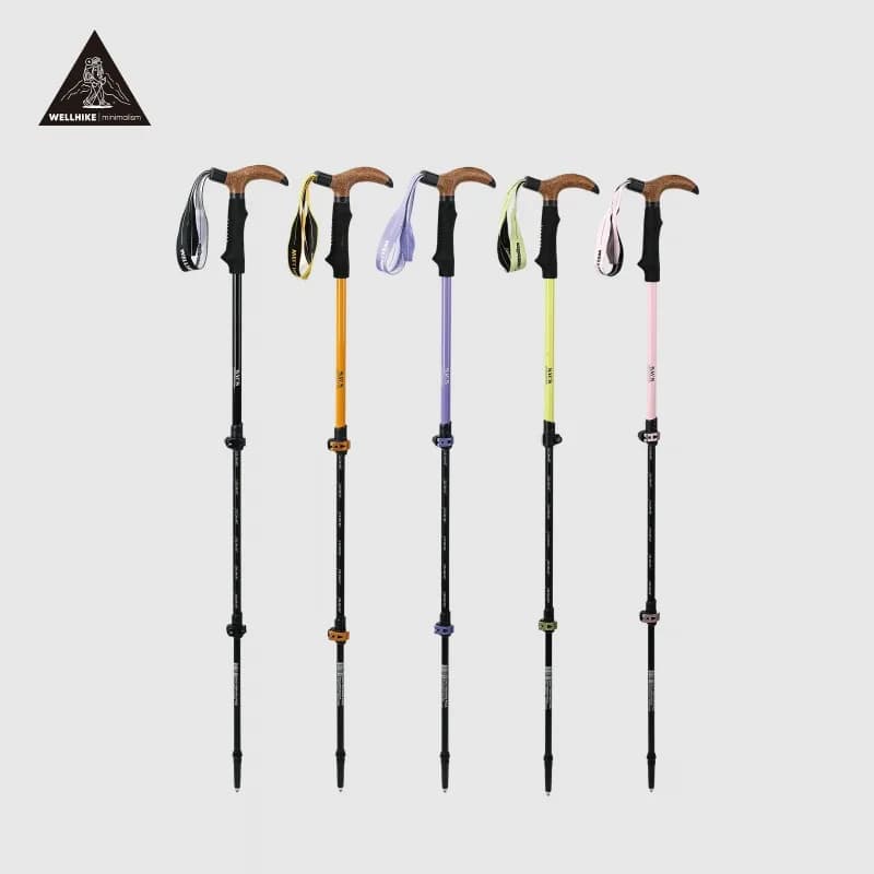 Ultralight T Grip Trekking Poles 7075 Aluminum Telescopic Hiking Sticks Adjustable Walking Canes with Full Accessories Outdoor