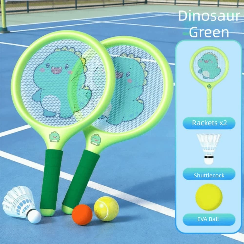 Set da tennis e badminton con impugnatura comoda, racchette in plastica antiscivolo con palline da tennis e volani, facili da impugnare