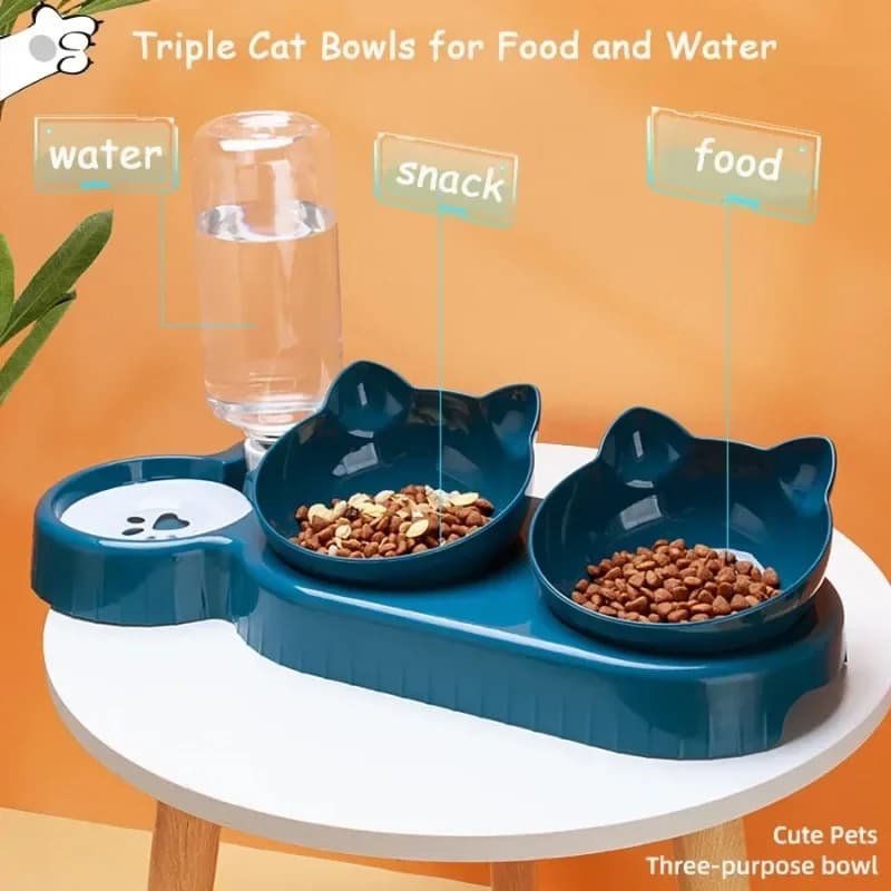 Ciotola per gatti Cibo per gatti Protezione a doppio collo Bere automatico Anti ribaltamento Cibo per gatti Ciotola di riso Forniture per animali domestici