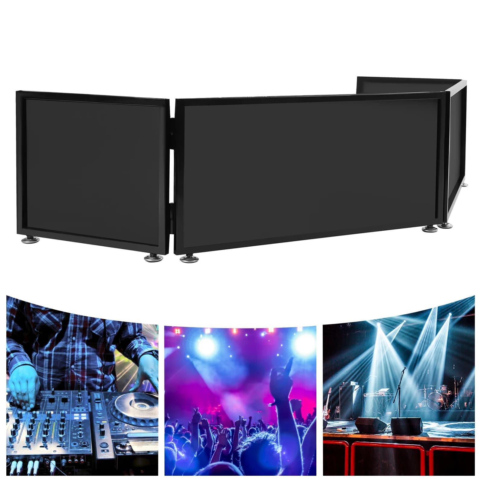 Schermo Pieghevole Portatile per DJ Booth da Tavolo, Pannello Frontale per Proiettore con Borsa per il Trasporto