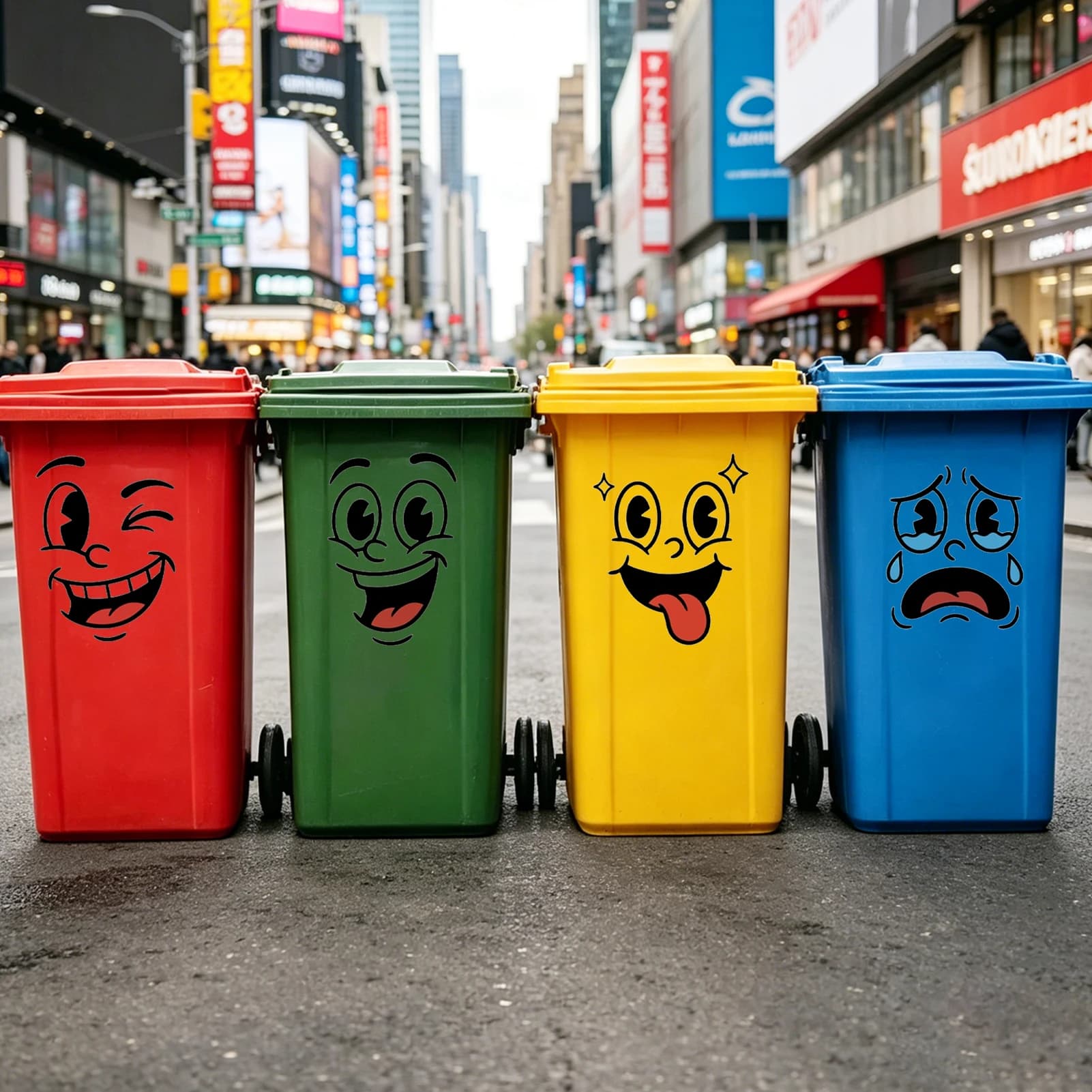 4 sheets/Set Cartoon Face Stickers Funny Emotions Plastic Surface Compatible, Home Decor Suitable for Trash Can, Toilet Decor