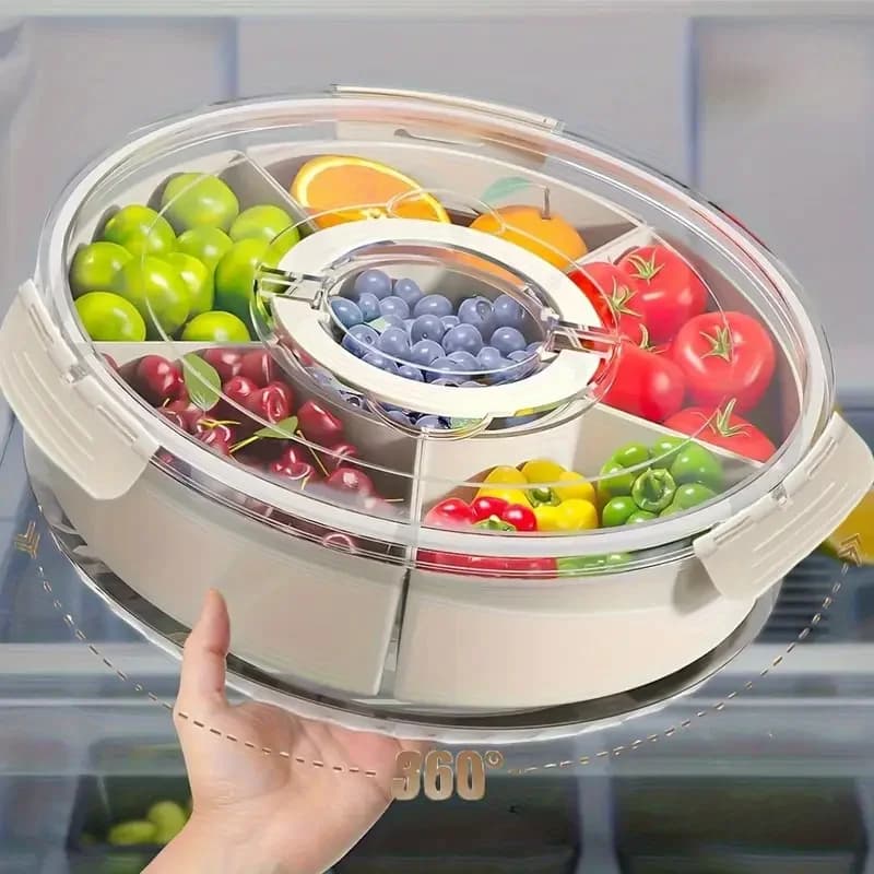 Divided tray 2026 with Cover and Handle - Portable container for snacks, fruit, vegetables and cold cuts - Transparent organizer