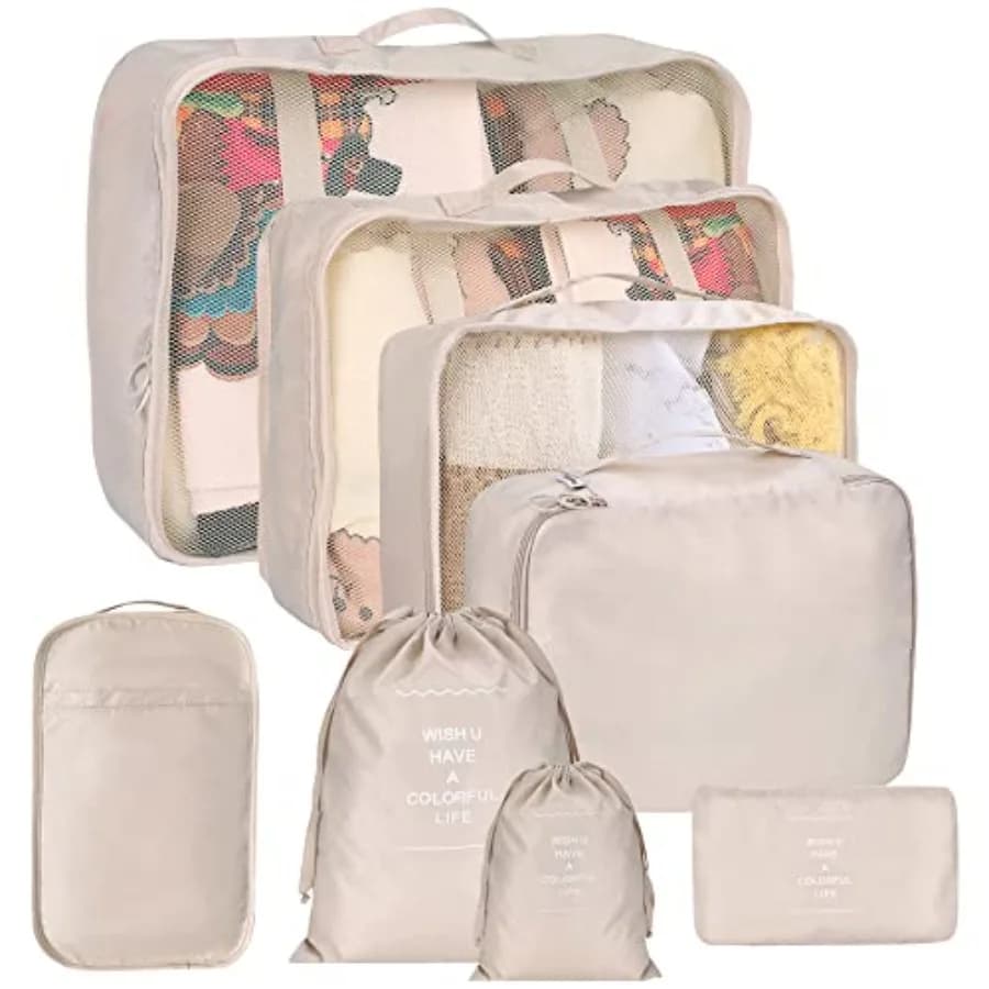 Set of 8 Cubes Organizers for Valigies, Organizers for Travel Bags with Bag for Bucato, Bag for Shoes, Bag for Clothes