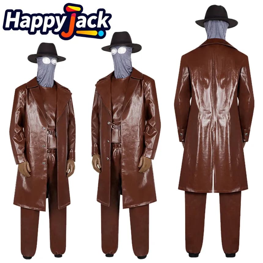 Costume da Peter Parker per Cosplay, Abbigliamento da Film Noir per Adulti, T-shirt, Cappotto, Pantaloni, Cappello, Guanti, Copricapo, Completo per Halloween e Carnevale