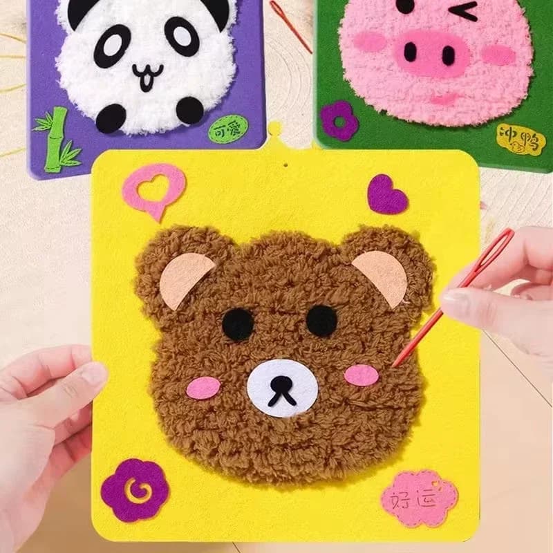 Pacchetto di materiale per tessitura educativo fai da te per bambini Kit di aghi per punzonatura per ricamo cucito a maglia fatto a mano ricamo fai da te Poke