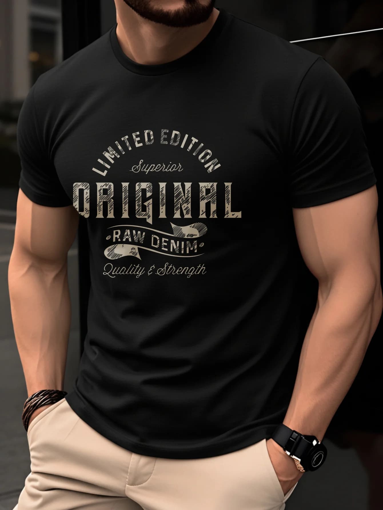 2026 Men's Vintage Letter Print T-Shirt, Casual Crew Neck Short Sleeve Cotton Tee, Loose Fit Streetwear Top for Summer