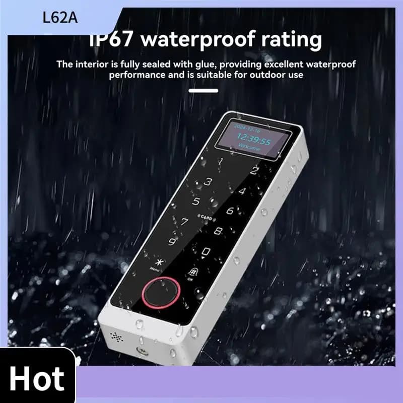 L62A Tuya Wifi Smart Door Lock Controller con schermo LCD, scheda IC per impronte digitali NFC IP67 impermeabile, controllo APP