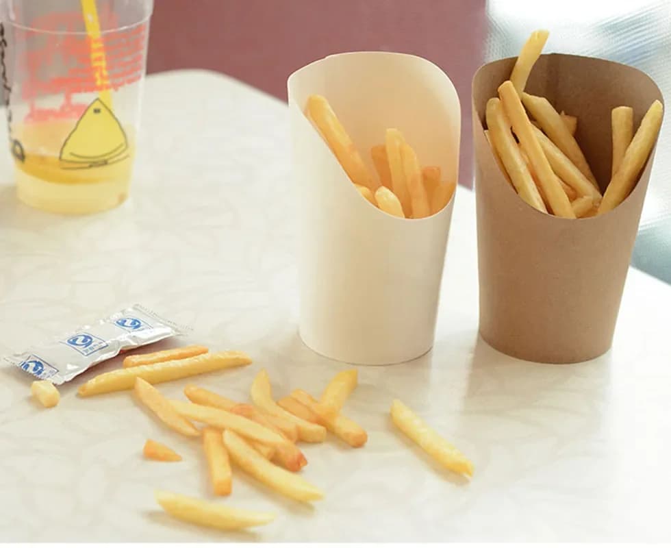 100 pz/lotto 12 oz/16 oz tazza di carta kraft usa e getta patatine fritte pollo fritto scatole di snack cottura fai da te tazza di imballaggio