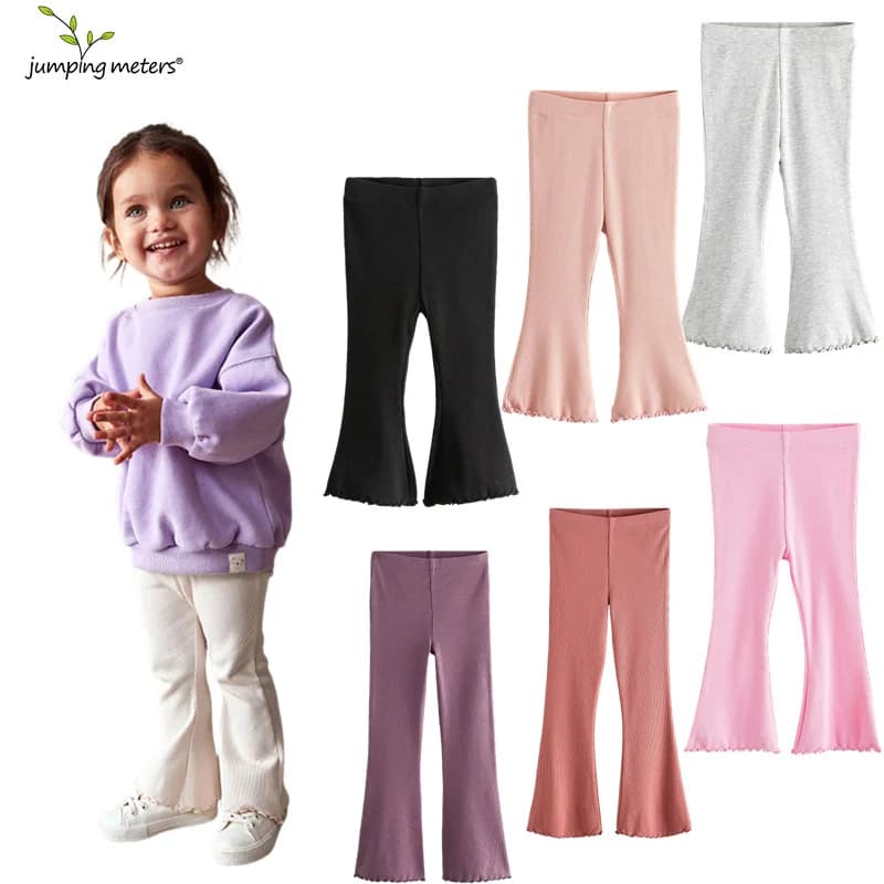 Metri di salto 2-7T Solid Boot Cut Pantaloni leggings per ragazze di vendita caldi Pantaloni a matita colorati a figura intera Pantaloni per bambini autunnali