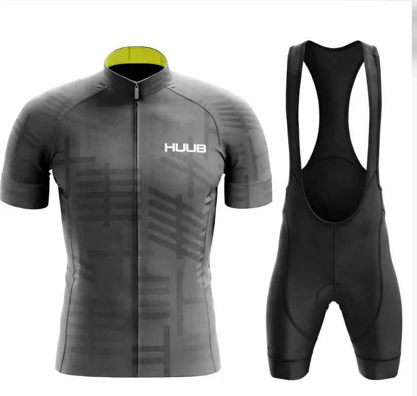 HUUB Set di maglie da ciclismo a maniche corte da uomo Ropa Ciclismo Hombre Abbigliamento estivo Pantaloncini con bretelle da triathlon Uniforme da bici