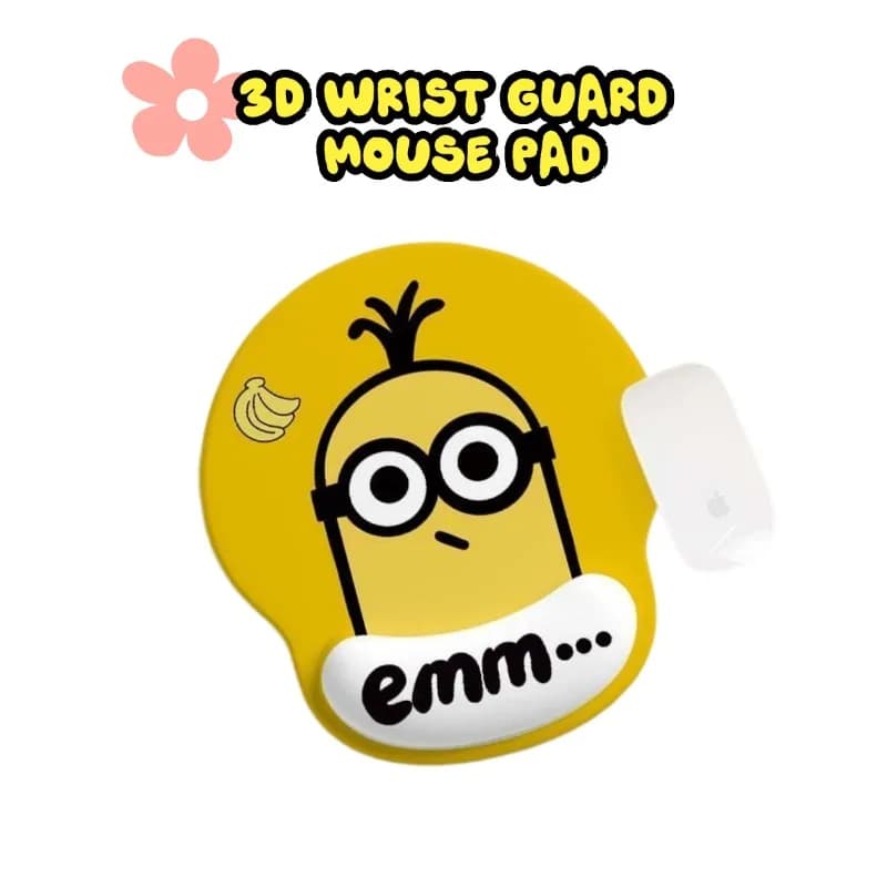 Simpatico tappetino per mouse 3D Minions con poggiapolsi in memory foam, tappetino per mouse ergonomico per laptop da ufficio