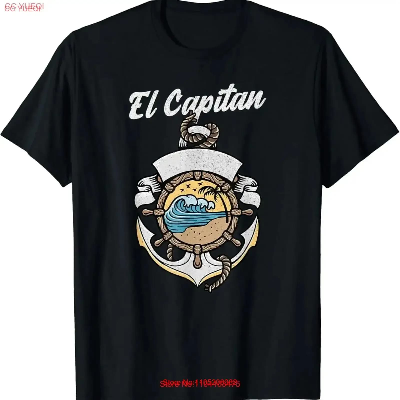 Maglietta El Capitan Captain Anchor Boating _ Sail vintage lavata streetwear Top alla moda allungato per l'uso quotidiano Elegante